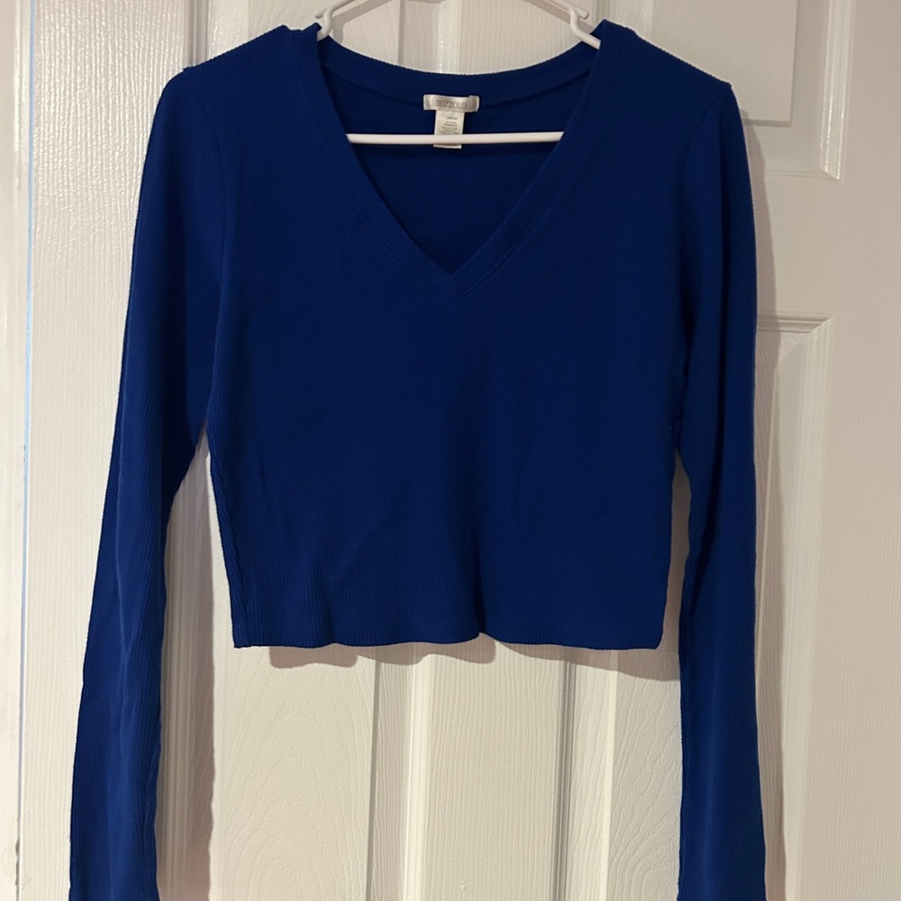 Bozzolo Royal Blue V-Neck Crop Top Size L